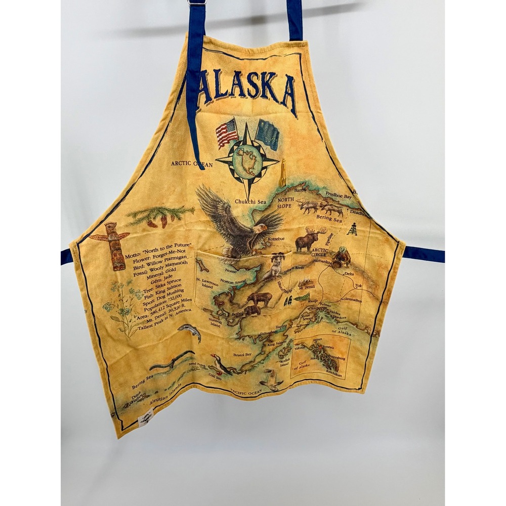 Alaska Map Souvenir Kitchen Apron Eagle Wildlife‎ Adventure Novelty